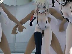 Sexy hot triplets fucked. Three wet pussies at once were fucked by hard cocks