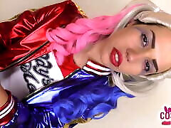 Harley Quinn teases you with her 2 tine cum in black pantyhose