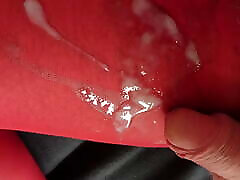 Nylonjunge loves the red pantyhose 3 - Sperm -