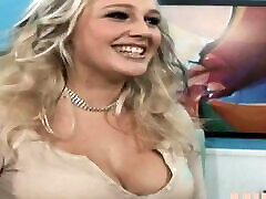 Blonde with big tits getting her pierced pussy destroyed