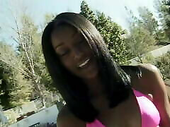 Young black gal enjoys blowing white dick and riding it on the melissa loza blonde bed