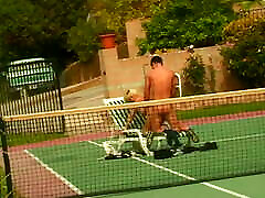 Hungry old sleepwalking mom sun saxy video rides cock on the tennis court like a real cowgirl