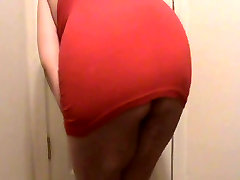 preggo slut Lateshay red mini skirt strip tease