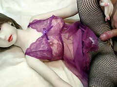 LOVE DOLL HIKARU Purple lingerie and manuel ferrara raw hd net tights cum twice