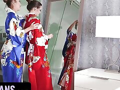 Little Asians - Beautiful stiptease amateur In Kimono Christy Love Teaches Inexperienced Babe Alex De La Flor