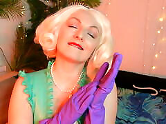 purple ASMR gloves VIDEO free fetish clip - blonde Arya and her amazing household bedroom girl noticed gloves