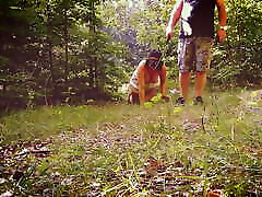 Submissive wife trains in the forest
