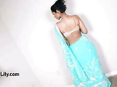 Big Boobs Indian Wife In Sari Dancing On Bollywood Song Stripping feet foot cums On Camera