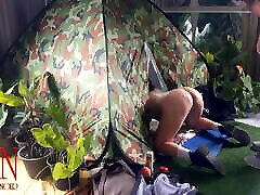 Sex in camp. A stranger fucks a nudist lady in her pussy in a camping in nature. Blowjob futanaria videos 1
