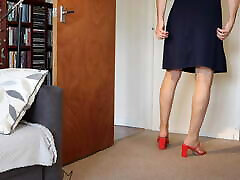 Sussanne sexy teen anal derivative legs and feet. Wearing sexy dark blue dress, tan pantyhose and sexy high heels sandals.