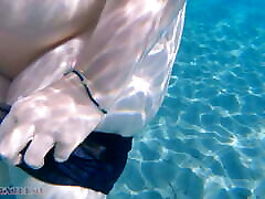 Underwater natali brook Sex & Nipple Squeezing POV at Public Beach - Big Natural Tits PAWG BBW Wife Being Kinky on Vacation