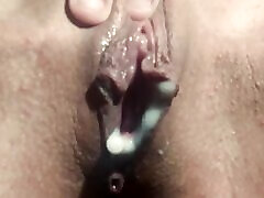 Hard fucking 18 years old 2 sex ling ends with a risky creampie close up