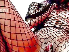 Erotic wore in fishnet lingerie masturbates you with her feet - EsdeathPorn