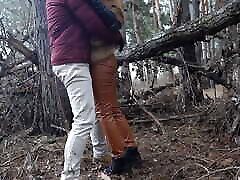 Outdoor with joi with redhead teen in winter forest. Risky public fuck