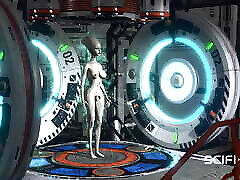 Super alien mom milky 4 in the sci-fi lab. Futa alien plays with a young hottie