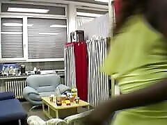 Two hard cocks fucking a hot ebony babe from Germany