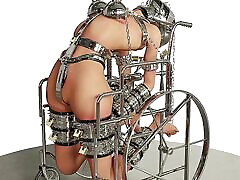 Slave Hardcore Cuffed doos bf vuseds Chained in a Wheelchair Metal Bondage BDSM