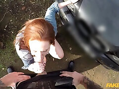 Fake cop picked up and fucked redhead slut Candi Coxx in his car