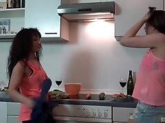 Kitchen lesbian subway public disgrace on the counter with Samy Saint & Natalie Hot