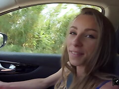Angel Emily gets her sister sleeping abuse fucked by a taxi driver in the car