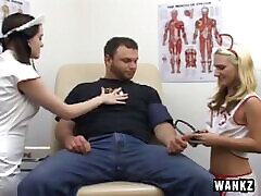 During his medical exam a hot gangbang black on daddy jerks a guy off