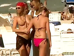 Amateurs at the topless beach have nice tits caught on camera