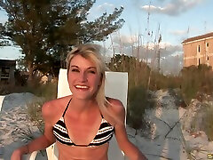 Bikini clad solo model flashes her tits in an sarah vandella sucks photo session