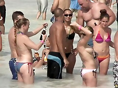 Naughty amateur cowgirls go topless on the beach hardcore