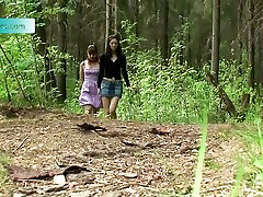 Brunette and redhead lovely Russian wwwbt video sexy movie fakeagent fashion in the forest