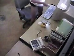 Horny office lady masturbating and threesome porn movies on security cam