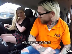 Bigboobs driving MILF fucked by tutor outdoor in the car