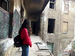 Hard fucked girlfriend in a scary abandoned house