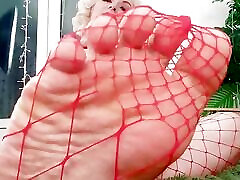 Foot Fetish Video: fishnet www sexvodio Arya Grander hot sexy blonde MILF FemDom POV