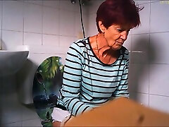granny piss on the toilet