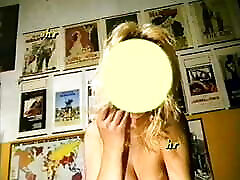Immoral blonde teen deepthroating VHS still video of homemade sex 1