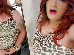 Hot Sissy Brenda in Leppard Bodycon Stroking