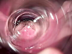Camera deep inside Mia&039;s creamy pussy, assy grel Cervix close up