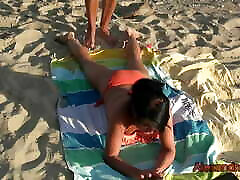 Public love nipple pain on the beach with a stranger! Ass and pussy creampie and facial cumshot