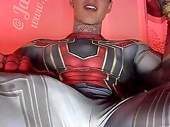 Jakipz Strokes His Massive Cock In Super Hero Costumes Before Shooting A Huge Load