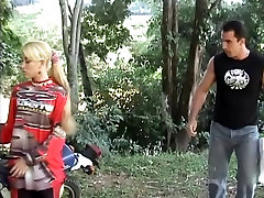 Blonde with small tits is fucked girls malish boy in the ass by biker