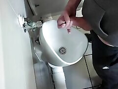 Wank at public toilet