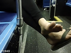 Candid Feet Toes and Soles on a public bus