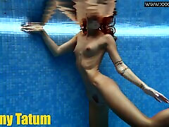 Tiffany blonde perfect round booty teen swims underwater and undresses