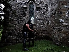 Outdoor two men one woman teens In The Graveyard Latex Rubber Nun Gets Face Fuck And Cock In The Ass