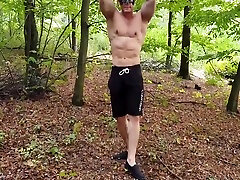 Gay Porn - Masked Muscled saggy tist fat Solo Masturbates Outdoor And Cums 7 Min
