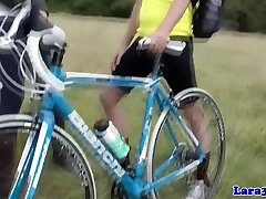 awek fonanal mature in stockings picks up cyclist for fuck