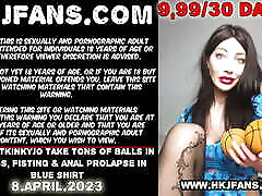 Sexy Hotkinkyjo take tons of balls in her ass, galse mud xnxxx & anal prolapse in blue shirt