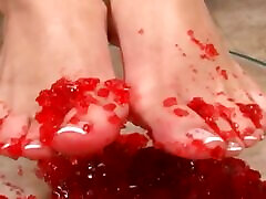 A brunette German christina aguichi gets her feet messy before getting fucked