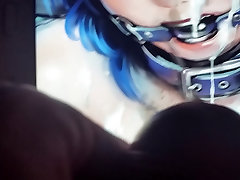 Facial on Hentai blue hair girl Bondage facial Tribute manga