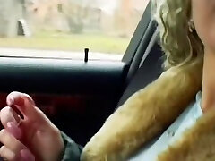 Round Titted Babe Form Germany Masturbating And Sucking A Cock In The Car